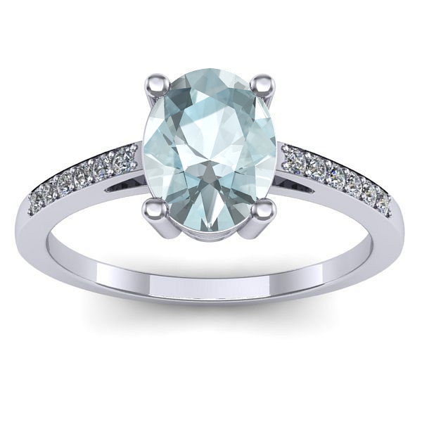Inel de logodna cu aquamarin oval