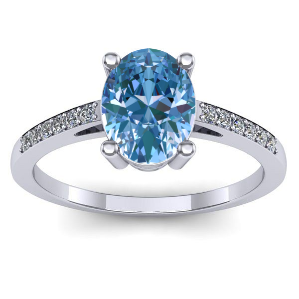 Inel de logodna cu diamant de laborator albastru oval