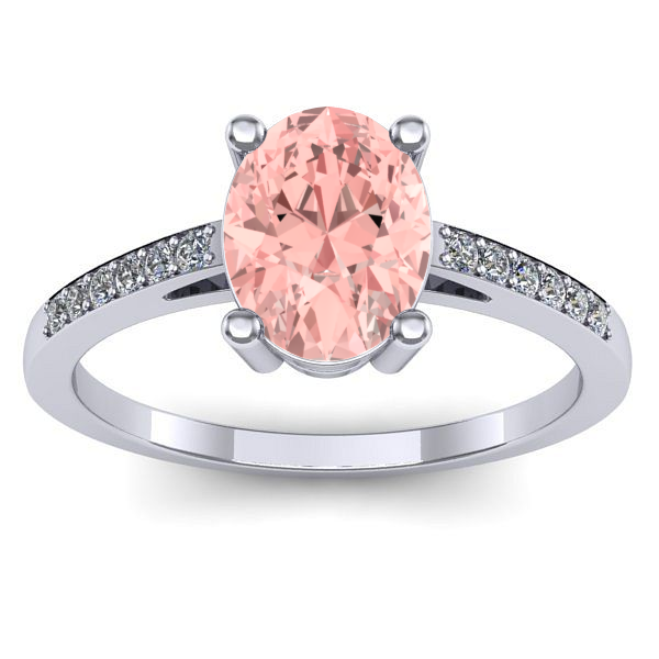 Inel logodna cu diamant de laborator roz oval