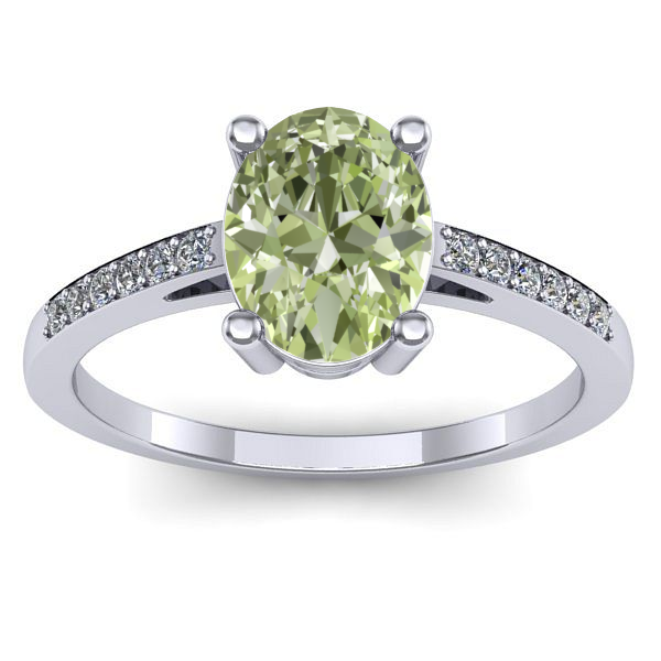 Inel cu diamant de laborator verde oval