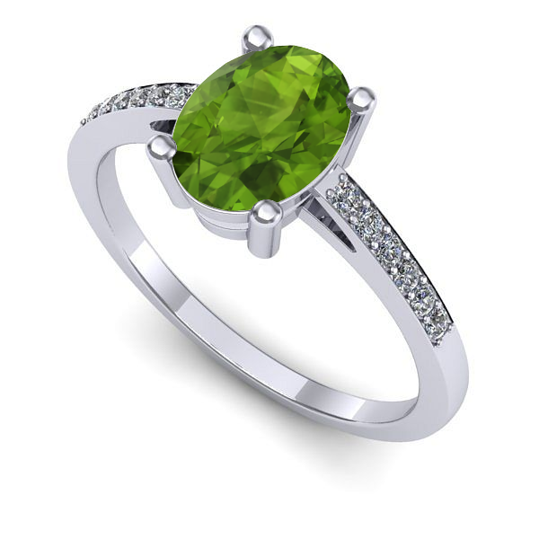Inel de logodna din aur alb cu peridot