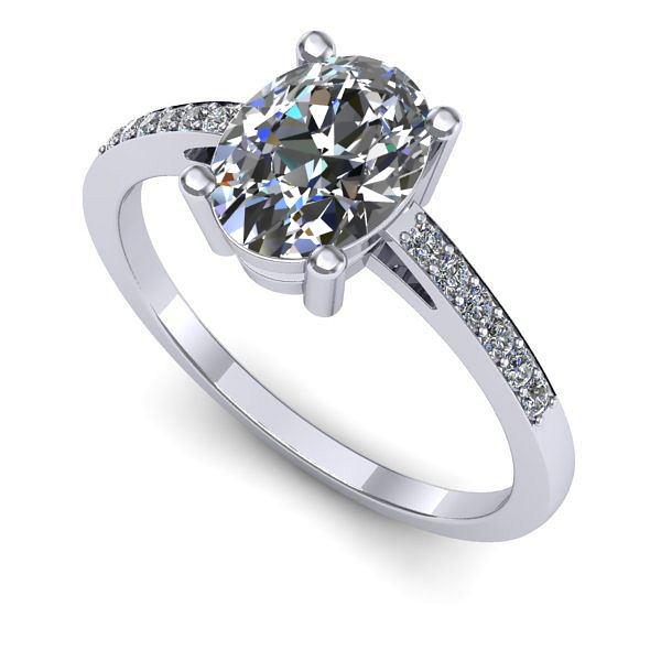 Inel din aur alb cu diamant de laborator