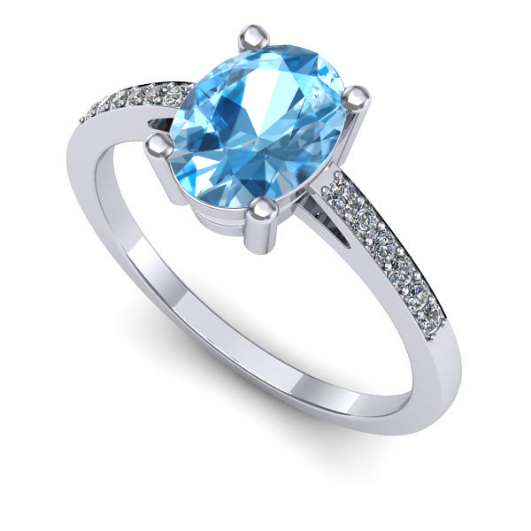 Inel de logodna din aur alb cu topaz blue