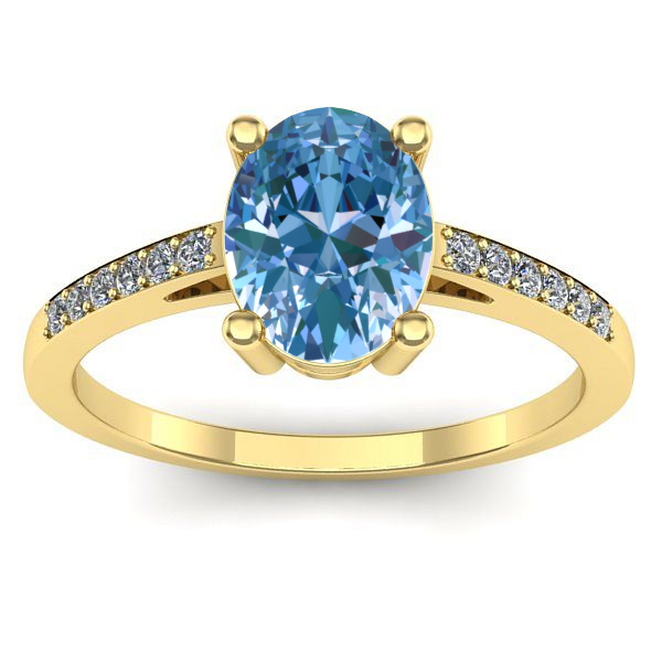 Inel logodna cu diamant de laborator albastru oval