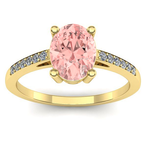 Inel cu diamant de laborator roz oval