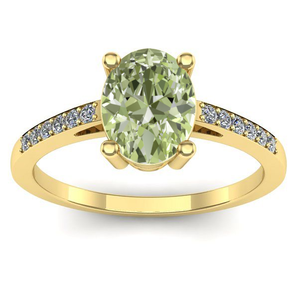 Inel cu diamant de laborator verde oval