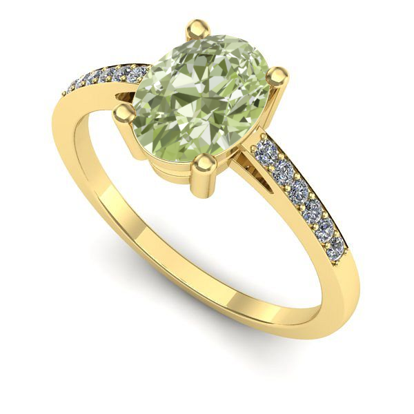 Inel logodna din aur galben cu diamant de laborator verde