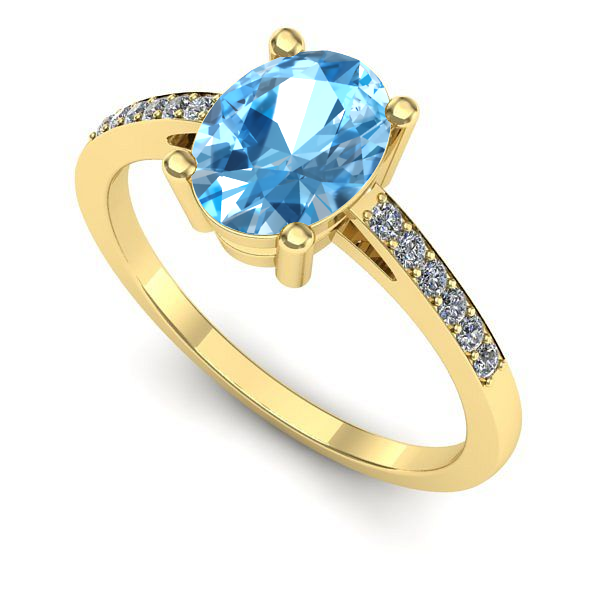 Inel de logodna din aur galben cu topaz blue