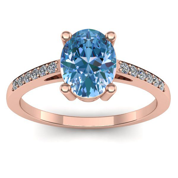 Inel cu diamant de laborator albastru oval
