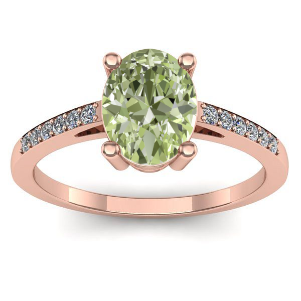 Inel cu diamant de laborator verde oval
