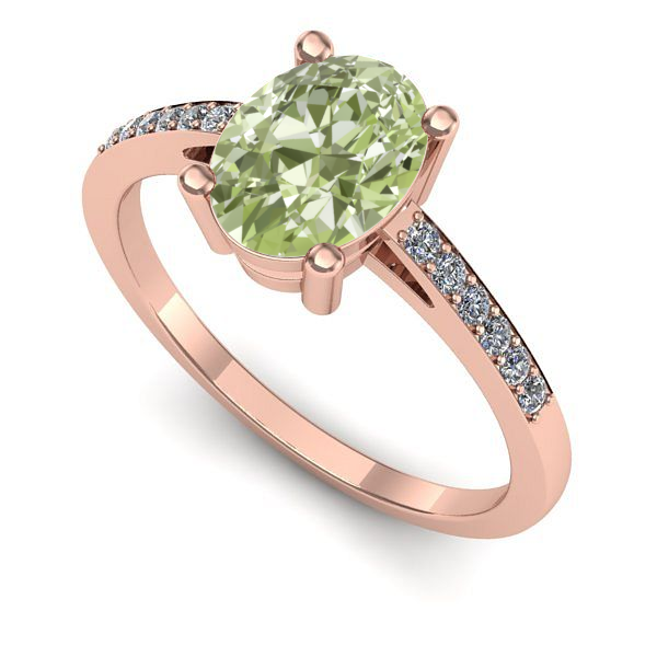 Inel logodna din aur roz cu diamant de laborator verde