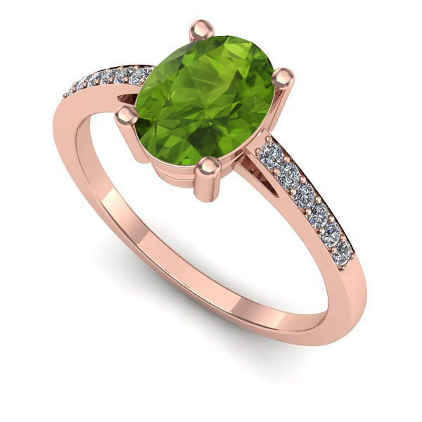 Inel logodna din aur roz cu peridot