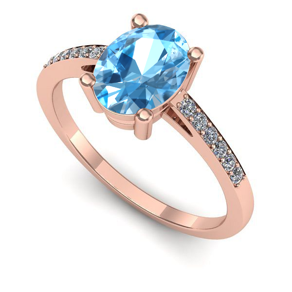 Inel din aur roz cu topaz blue