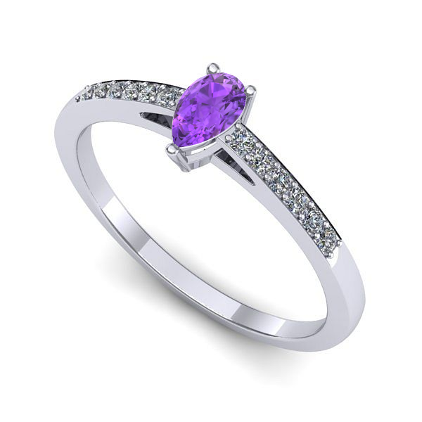 Inel logodna din aur alb cu ametist