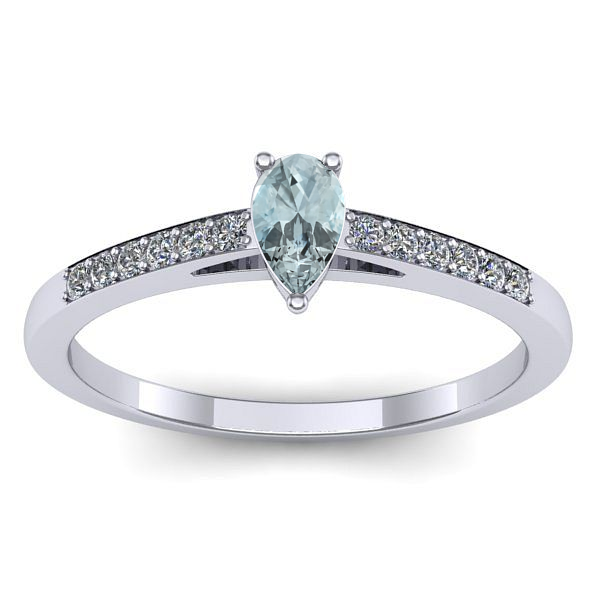 Inel logodna cu aquamarin lacrima