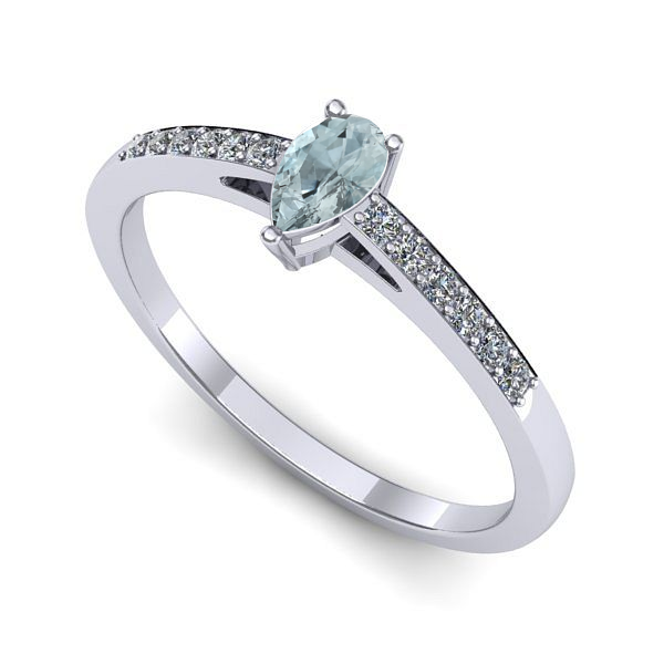 Inel din aur alb cu aquamarin