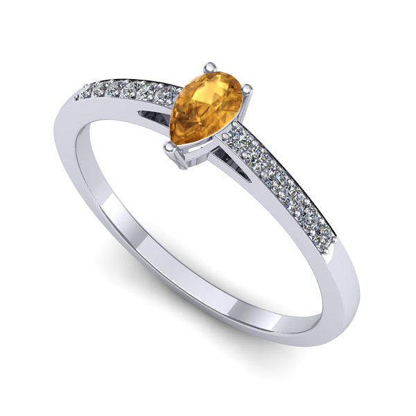 Inel din aur alb cu citrin