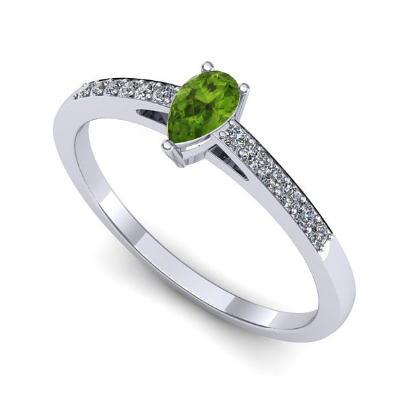 Inel din aur alb cu peridot