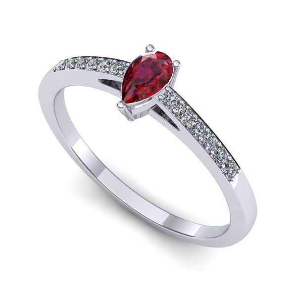 Inel din aur alb cu rubin