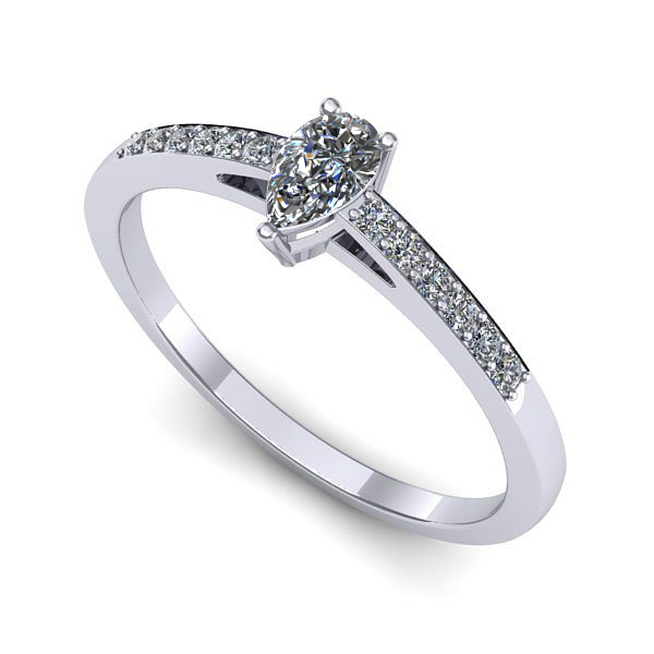 Inel din aur alb cu safir alb