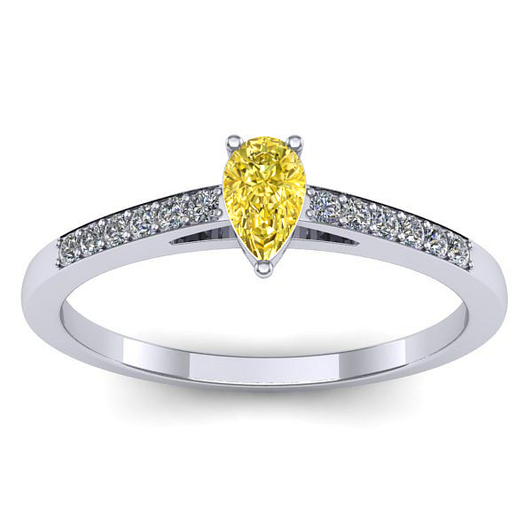 Inel logodna cu safir galben lacrima