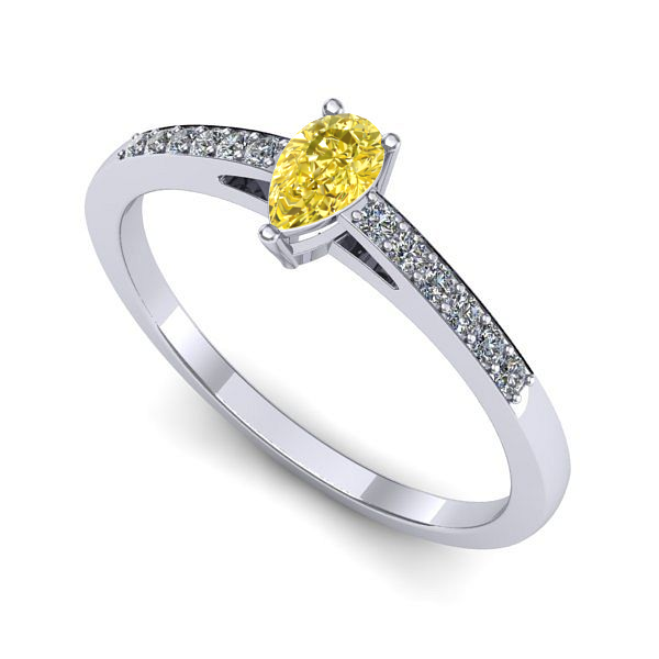 Inel de logodna din aur alb cu safir galben