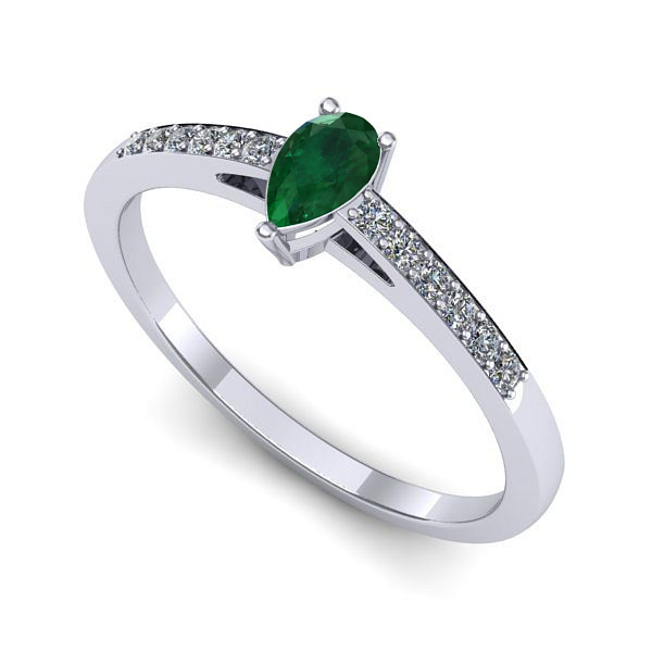 Inel din aur alb cu smarald