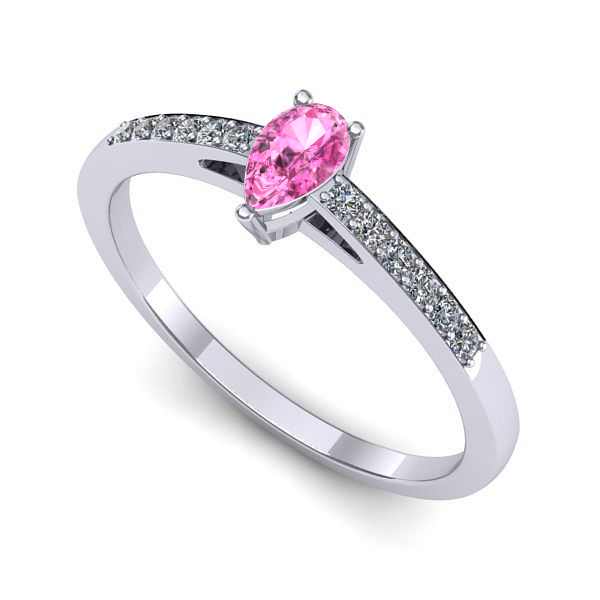 Inel din aur alb cu safir roz