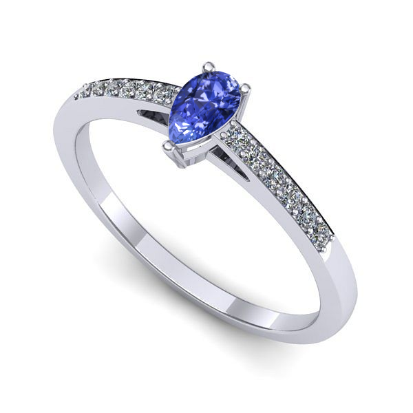 Inel logodna din aur alb cu tanzanit