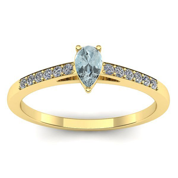 Inel logodna cu aquamarin lacrima