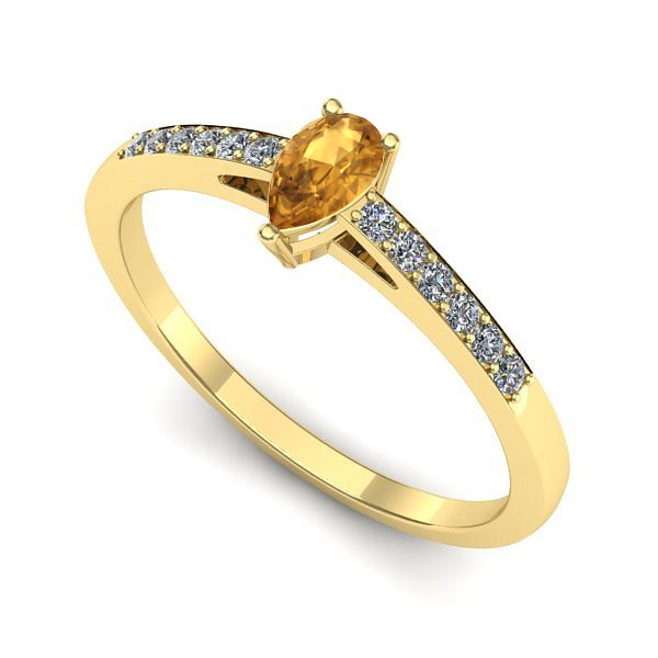 Inel din aur galben cu citrin