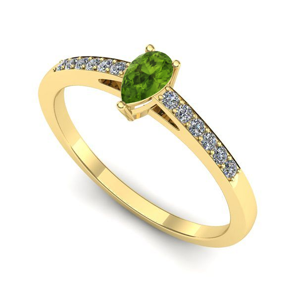 Inel logodna din aur galben cu peridot