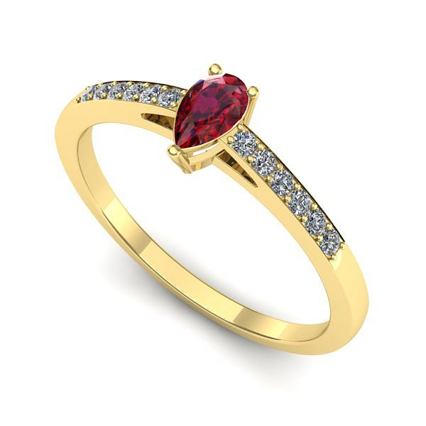 Inel logodna din aur galben cu rubin