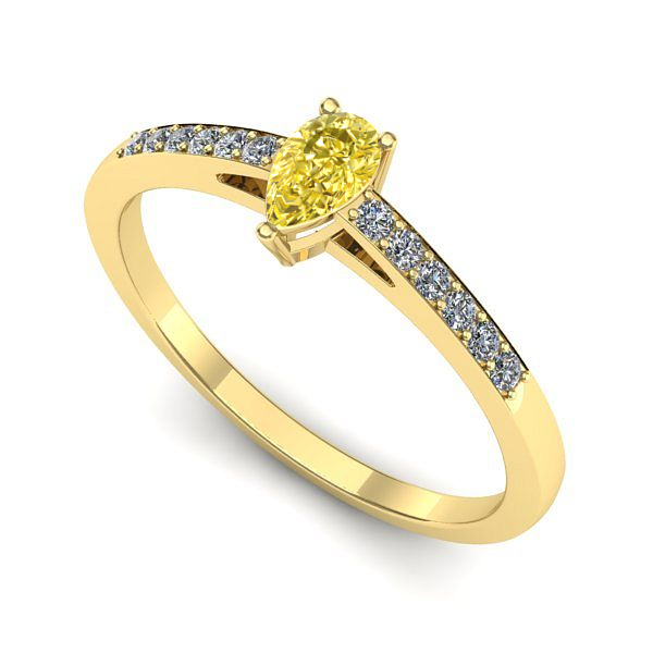 Inel logodna din aur galben cu safir galben