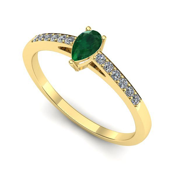 Inel din aur galben cu smarald