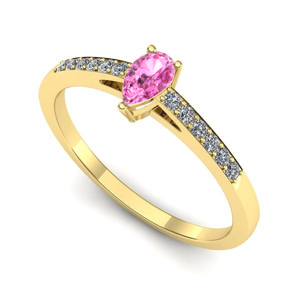 Inel de logodna din aur galben cu safir roz