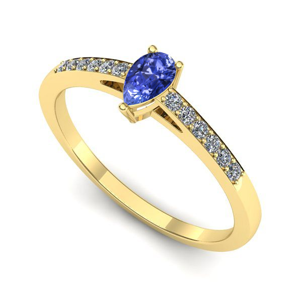 Inel de logodna din aur galben cu tanzanit