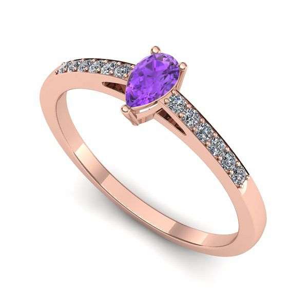 Inel din aur roz cu ametist