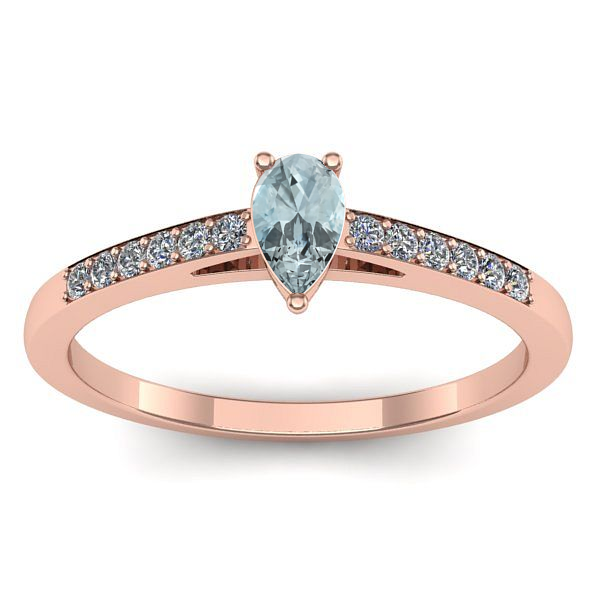 Inel logodna cu aquamarin lacrima