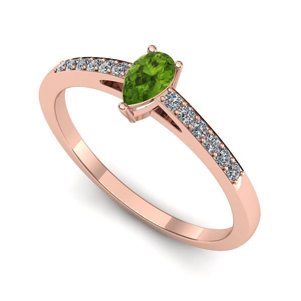 Inel din aur roz cu peridot