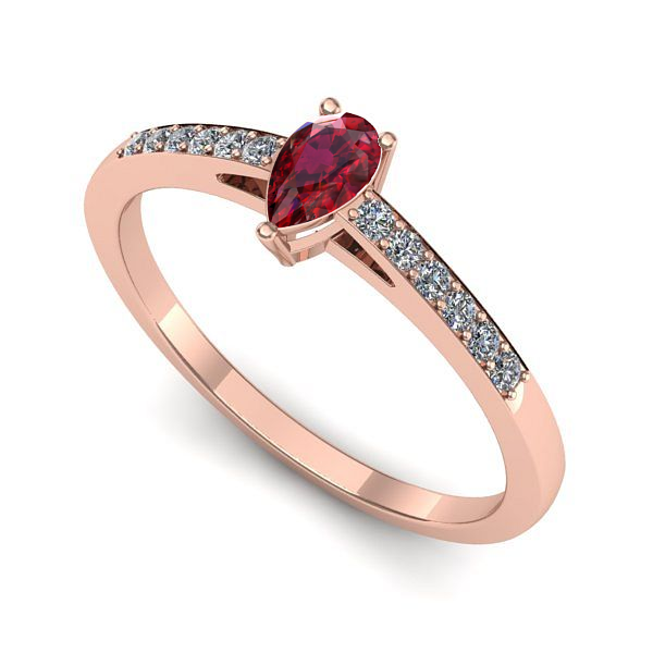 Inel de logodna din aur roz cu rubin