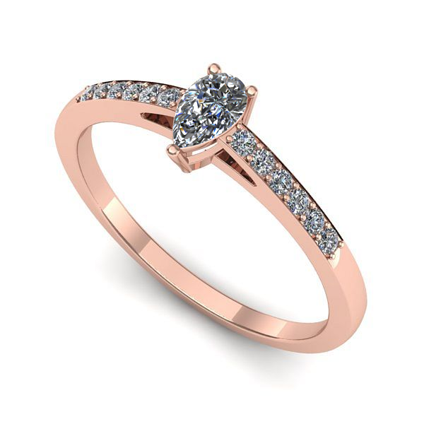 Inel logodna din aur roz cu safir alb