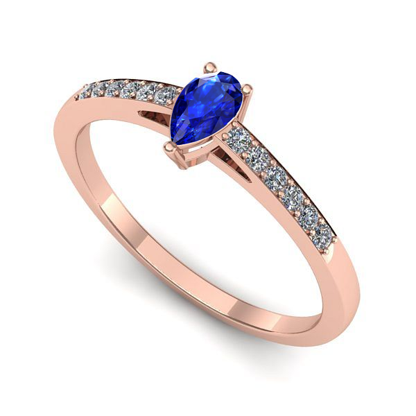 Inel de logodna din aur roz cu safir