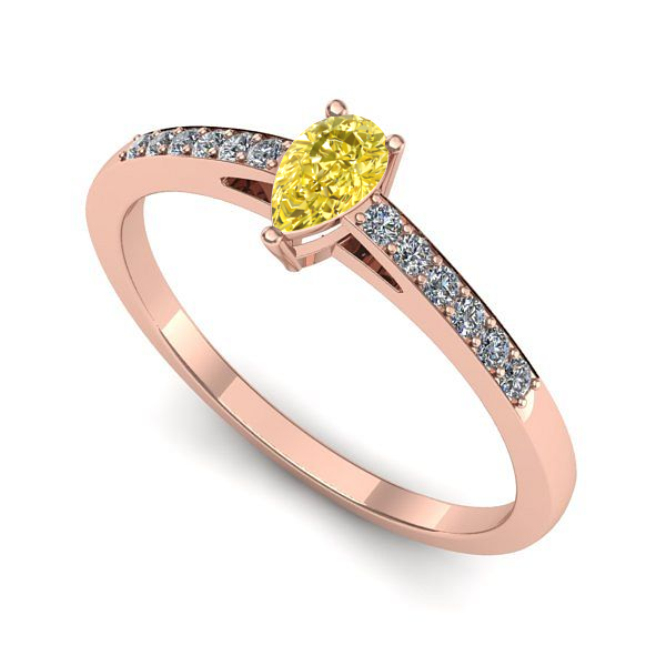 Inel de logodna din aur roz cu safir galben