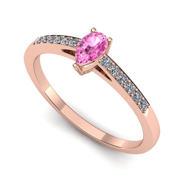 Inel de logodna din aur roz cu safir roz