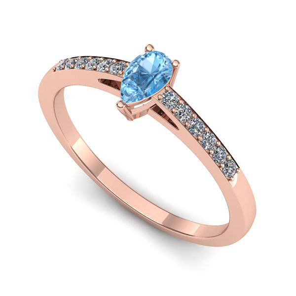 Inel din aur roz cu topaz blue