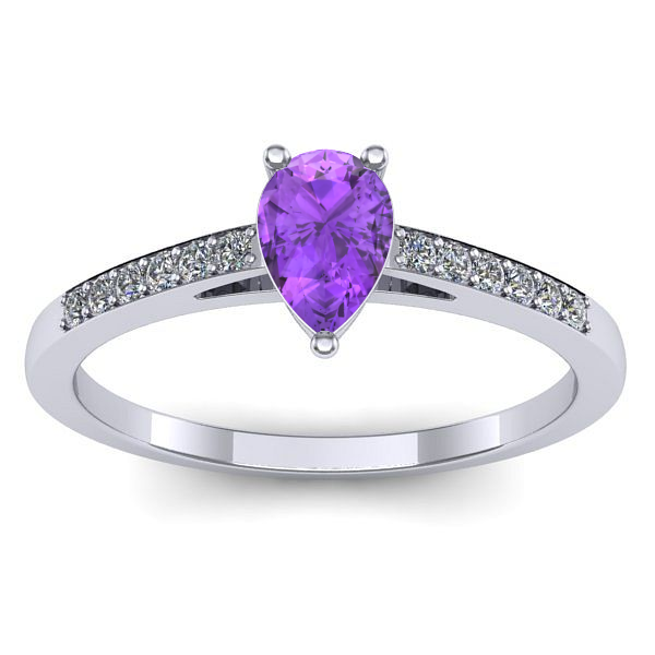 Inel de logodna cu ametist lacrima