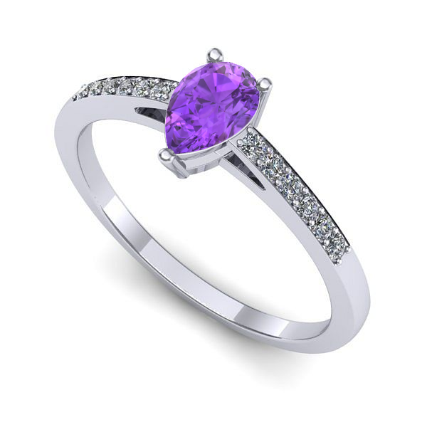 Inel logodna din aur alb cu ametist