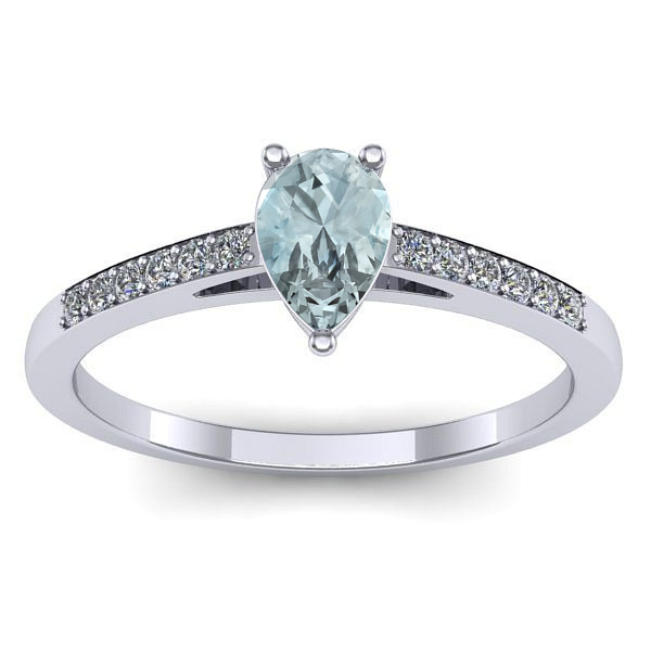 Inel cu aquamarin lacrima