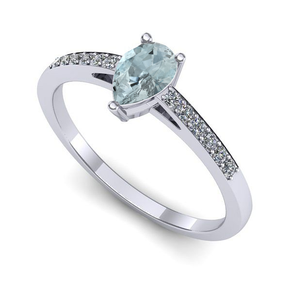 Inel din aur alb cu aquamarin